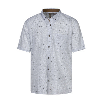 Chemise à manches courtes en coton blanche à minis motifs et à coupe regular fit