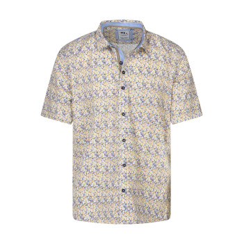 Chemise à manches courtes en coton orange à minis motifs et à coupe regular fit
