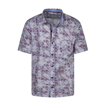 Chemise à manches courtes en coton rose imprimée avec une coupe regular fit