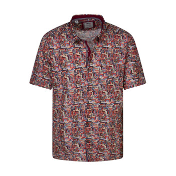 Chemise en coton rouge avec un imprimé géométrique et une coupe regular fit