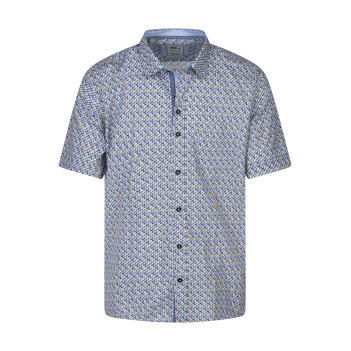 Chemise en coton bleue à minis motifs géométriques avec une coupe regular fit