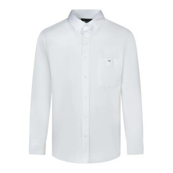 Chemise en coton mélangé blanche unie avec une coupe droite et un col français