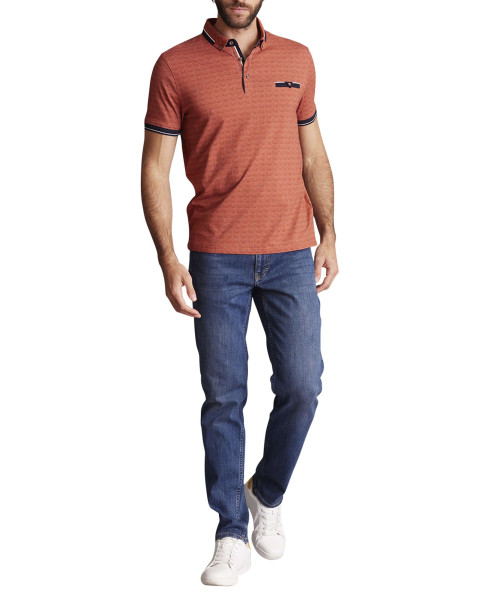 Polo en coton rouille à...