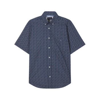 Chemise marine à imprimé avec une coupe droite et un col boutonné