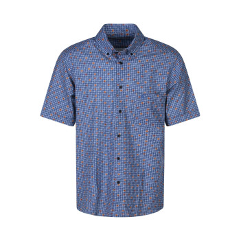 Chemise bleue à coupe droite avec un col américain et manches courtes