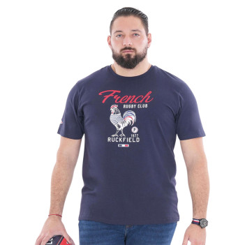T-shirt en coton biologique marine avec un imprimé et une coupe droite