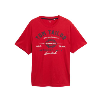 T-shirt en coton rouge imprimé avec une coupe droite et un col rond