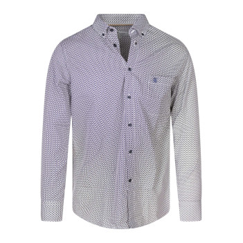Chemise en coton bleue marine à minis motifs avec un col américain