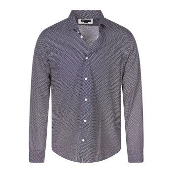Chemise en coton bleue marine à minis pois avec une coupe slim