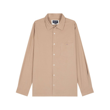 Chemise en coton beige avec un col à rabats et des manches longues