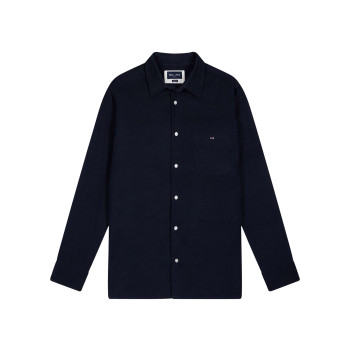 Chemise en coton marine avec un col à rabats et des manches longues