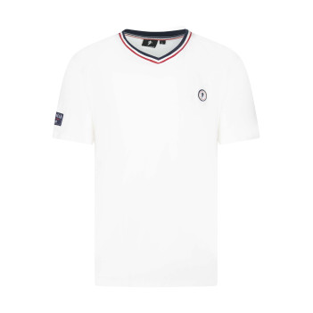 T-shirt en coton biologique blanc uni avec une coupe droite et un col v