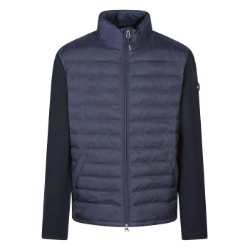 Doudoune marine unie avec une coupe droite et un col montant zippé