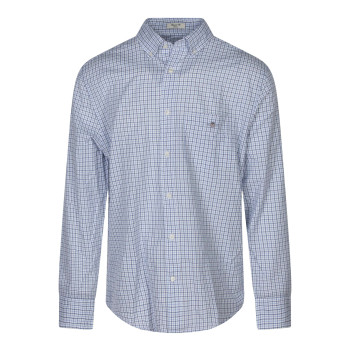 Chemise en coton blanche et bleue à carreaux avec un col boutonné