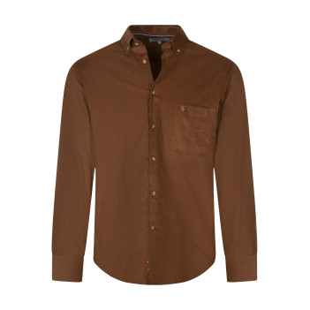 Chemise en coton marron effet velours à coupe droite avec un col à rabats