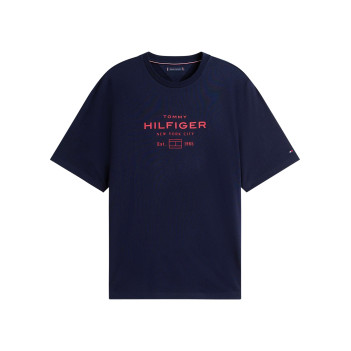 T-shirt grande taille en coton recyclé marine avec un imprimé rouge