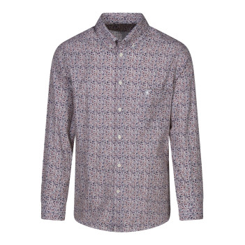 Chemise en coton rose fleuri avec une coupe regular fit et un col boutonné
