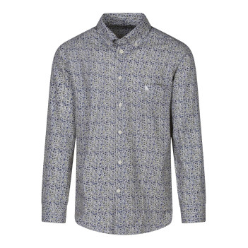 Chemise en coton verte fleuri avec une coupe regular fit et un col boutonné