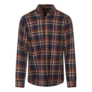 Chemise en coton rouille à carreaux avec une coupe droite et un col à rabats