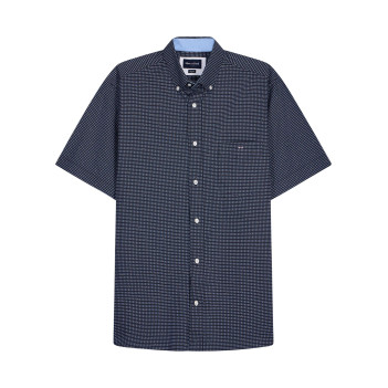 Chemise en coton noire à motifs avec une coupe droite et un col à revers