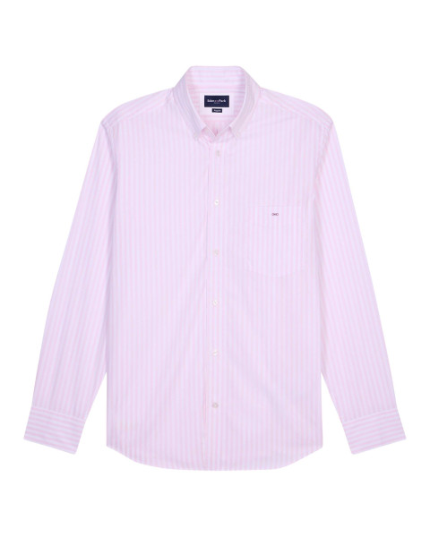 Chemise en coton rose à...