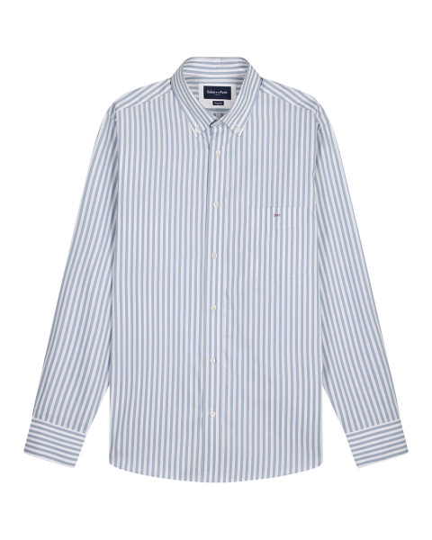 Chemise en coton bleue à...