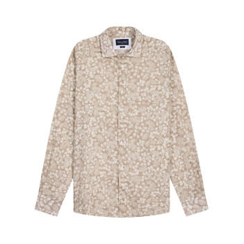 Chemise en coton beige avec des motifs floraux à coupe droite