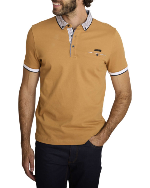 Polo en coton camel uni...