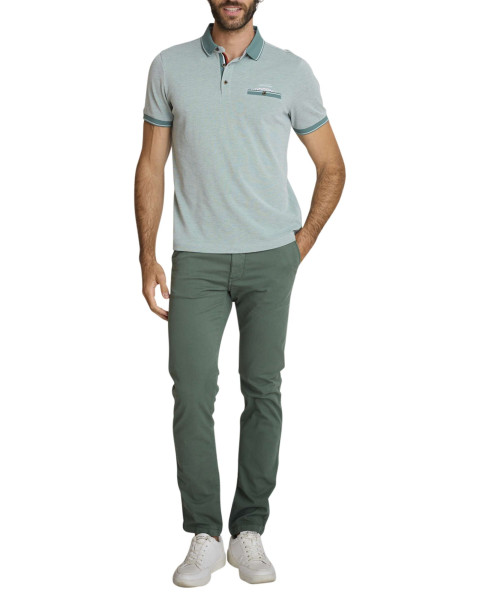Polo en coton vert uni avec...