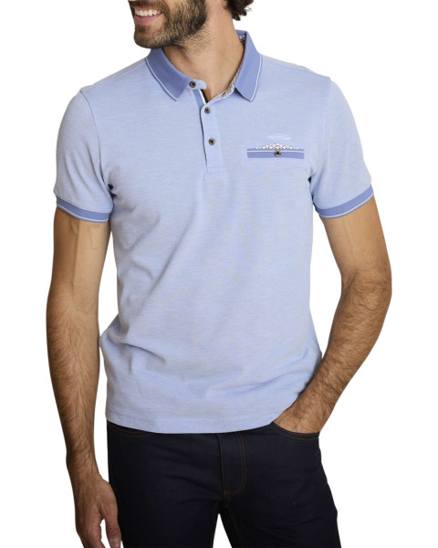 Polo en coton ciel uni avec...
