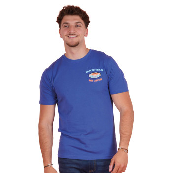 T-shirt en coton biologique bleu uni pourvu d'une coupe droite