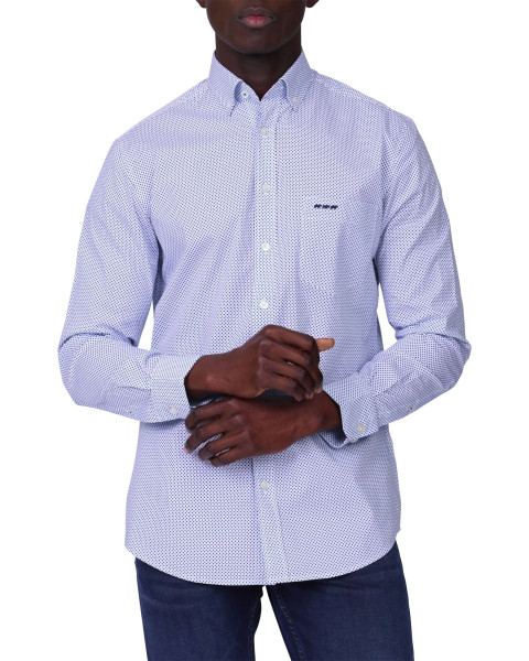 Chemise en coton bleue à...