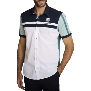 Chemise en coton multicolore à coupe droite pourvue d'inscriptions imprimées
