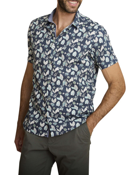 Chemise en coton marine à...