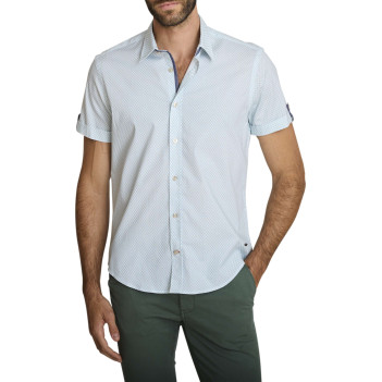 Chemise en coton bleue à coupe droite ornée d'un motif géométrique