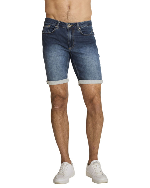 Short en coton indigo à...