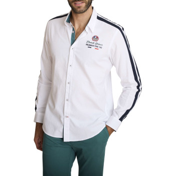 Chemise en coton blanche à coupe droite pourvue d'un col à revers