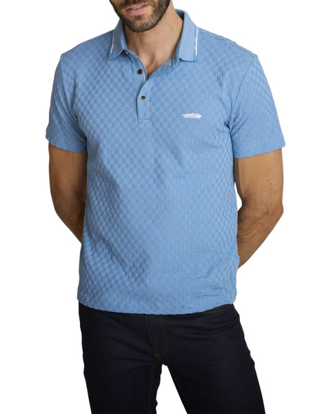 Polo bleu à coupe droite...