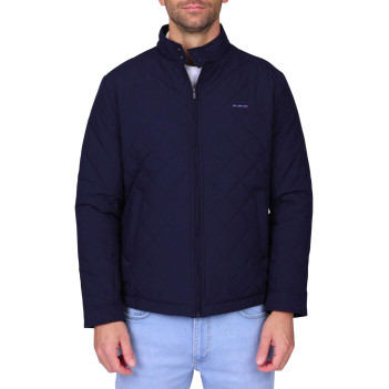 Blouson marine uni avec une coupe droite et un logo brodé à la poitrine