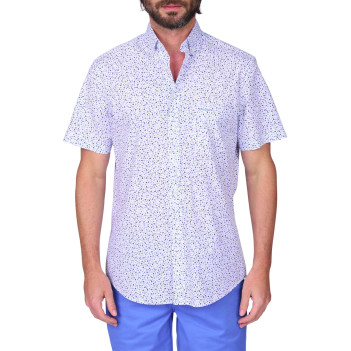 Chemise en coton biologique blanche unie à une coupe droite avec un col boutonné