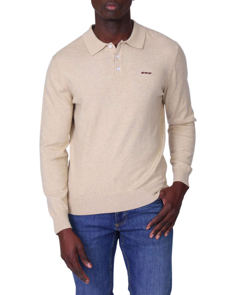 Pull en coton beige uni...