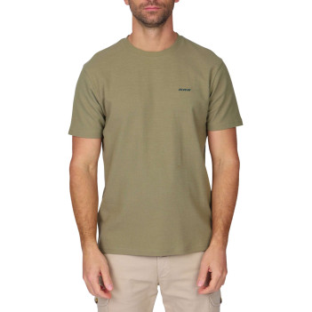 T-shirt en coton biologique kaki uni avec une coupe droite et un col rond