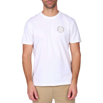 T-shirt en coton blanc uni avec une coupe droite et un col rond