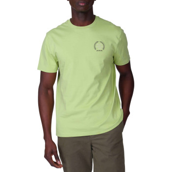 T-shirt en coton vert uni avec une coupe droite et un col rond