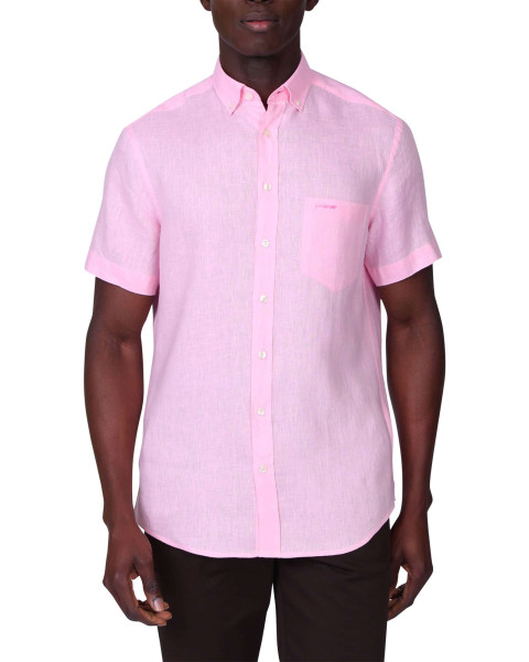 Chemise en lin rose unie...