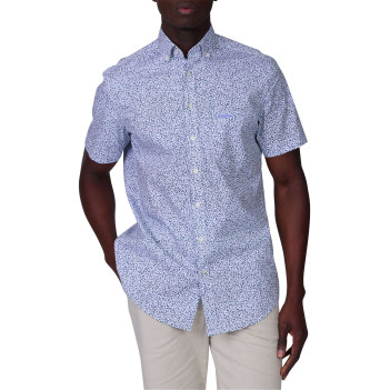 Chemise en coton biologique vert d'eau à motifs avec une coupe droite