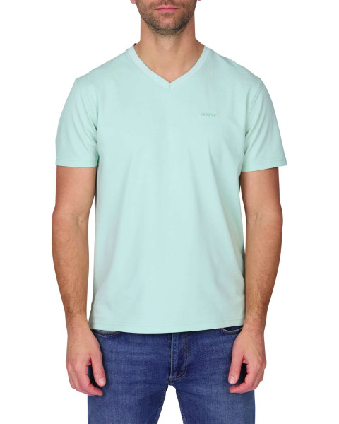 T-shirt vert d’eau uni avec...