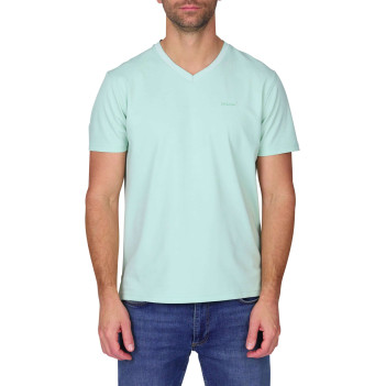 T-shirt vert d’eau uni avec une coupe droite et des manches courtes