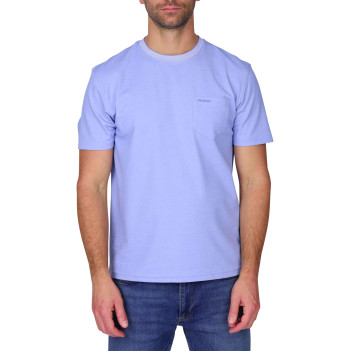 T-shirt bleu uni avec une coupe droite et des manches courtes