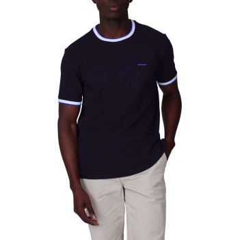 T-shirt en coton biologique marine uni coupe droite col rond